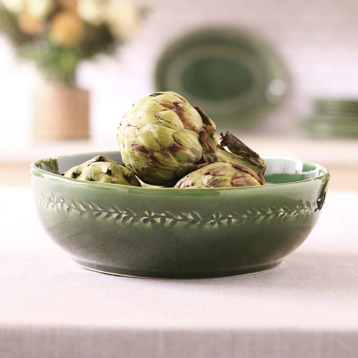 2193 FINAL SALE - CERAMIC Valentina Large Bowl (Green) - Image 1