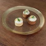 FINAL SALE - GLASS New Orleans Large Round Platter |Charger with Foil Leafing Rim (Clear & Gold)