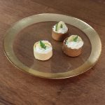 FINAL SALE - GLASS New Orleans Large Round Platter |Charger with Foil Leafing Rim (Clear & Gold)