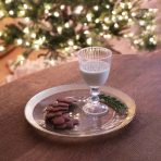 FINAL SALE - GLASS New Orleans Large Round Platter |Charger with Foil Leafing Rim (Clear & Gold) - Image 2