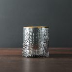 GLASS Croc Double Old Fashioned with Gold Rim Set of 4 (Smoke Grey) 14 fl oz - Image 2