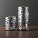 GLASS Croc Double Old Fashioned with Gold Rim Set of 4 (Smoke Grey) 14 fl oz - Image 3