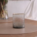 GLASS Croc Double Old Fashioned with Gold Rim Set of 4 (Smoke Grey) 14 fl oz - Image 8