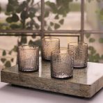 GLASS Croc Double Old Fashioned with Gold Rim Set of 4 (Smoke Grey) 14 fl oz - Image 4