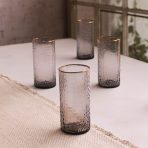 GLASS Croc Highball with Gold Rim Set of 4 (Smoke Grey) 16 fl oz