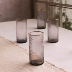 GLASS Croc Highball with Gold Rim Set of 4 (Smoke Grey) 16 fl oz