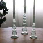 GLASS Cambridge Olivia 12" Candlestick Holder Set of 2 (Light Green) - Image 3