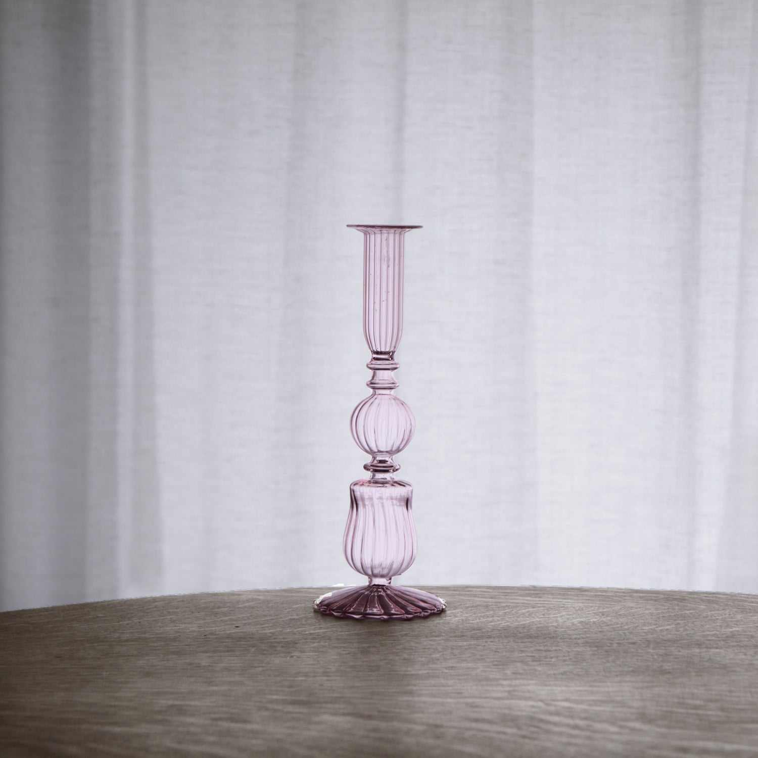 2317 FINAL SALE - GLASS Cambridge Sophia 9" Candlestick Holder Set of 2 (Light Pink) - Image 1