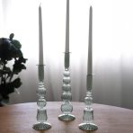 GLASS Cambridge Sophia 9" Candlestick Holder Set of 2 (Light Green) - Image 3