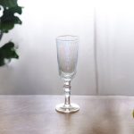 FINAL SALE - GLASS Mother of Pearl Flute with Gold Rim Set of 4 (Clear and Gold)