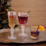 FINAL SALE - GLASS Mother of Pearl Stemless All Purpose Glass with Gold Rim Set of 4 (Clear and Gold) - Image 2