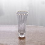 GLASS Audrey Stemless Flute with Gold Rim Set of 4 (Clear and Gold) 10 fl oz