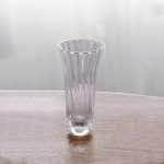 GLASS Audrey Stemless Flute with Gold Rim Set of 4 (Clear and Gold) 10 fl oz