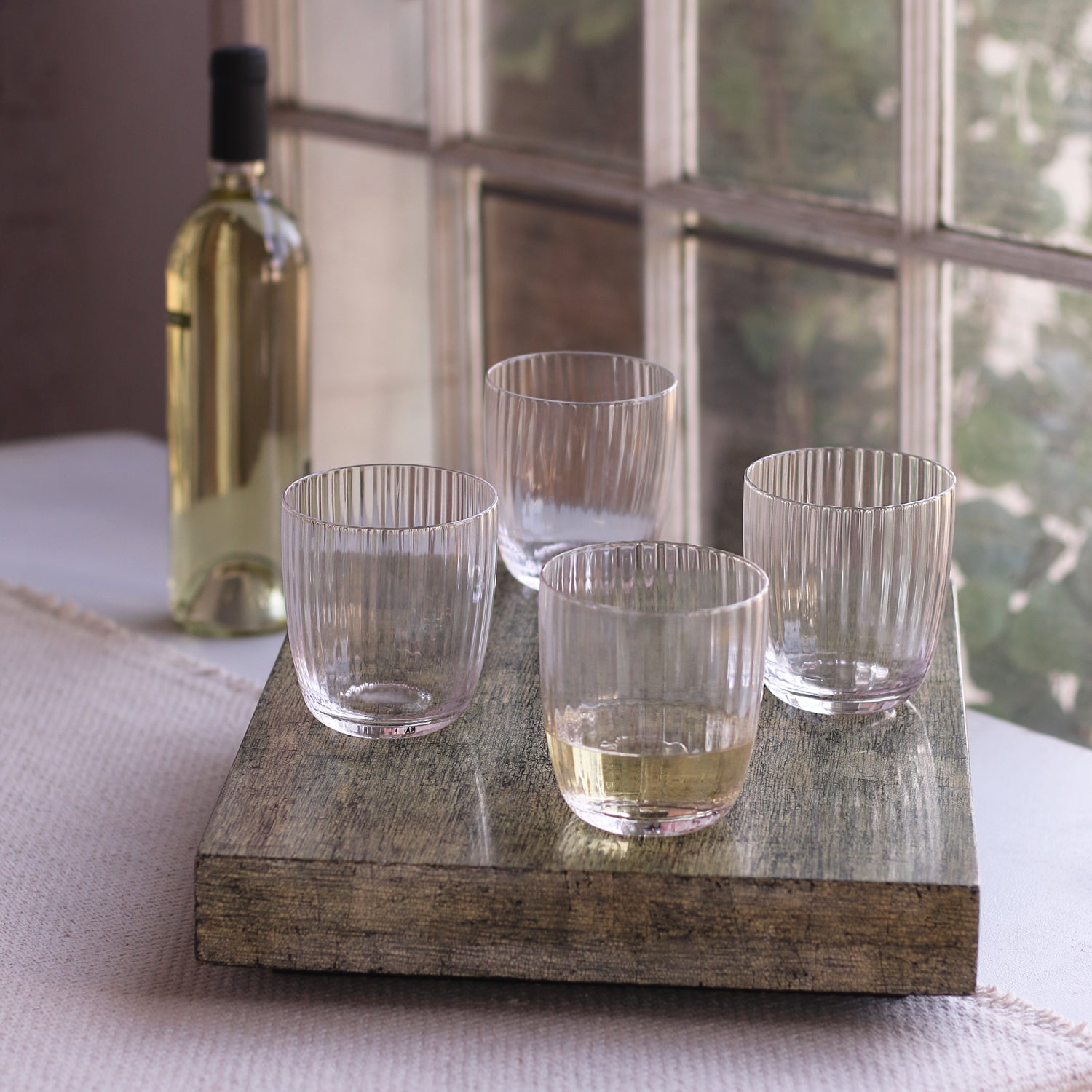 2332-a GLASS Venice Stemless Wine Glass/Double Old Fashioned Set of 4 (Clear) 14 fl oz - Image 1