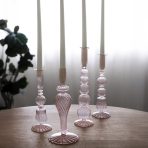 FINAL SALE - GLASS Cambridge Ava 10" Candlestick Holder Set of 2 (Light Pink) - Image 3