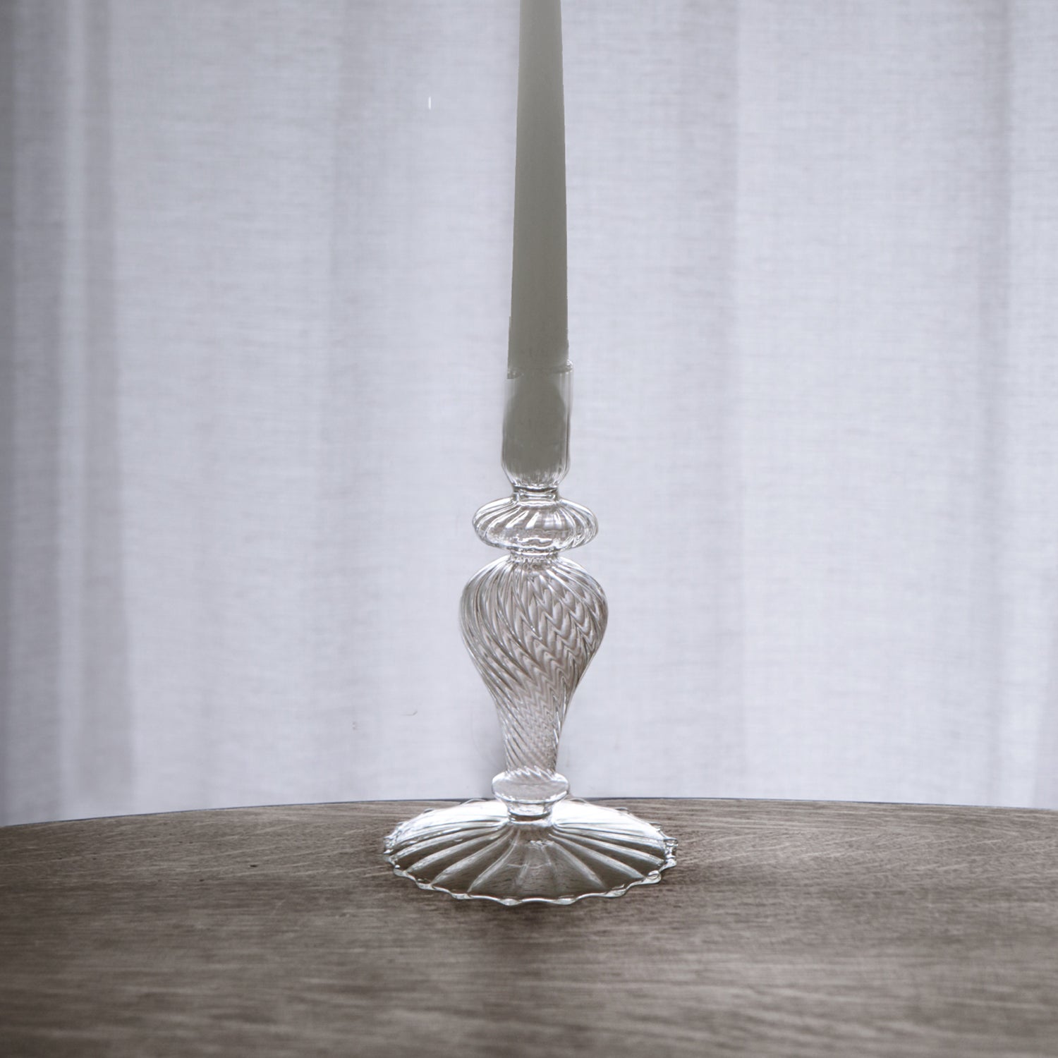 2344 GLASS Cambridge Daphne 8.5" Candlestick Holder Set of 2 (Clear) - Image 1