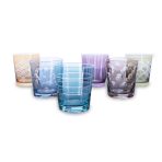 FINAL SALE - GLASS Carved Double Old Fashioned Set of 6 (Multi) - Image 2