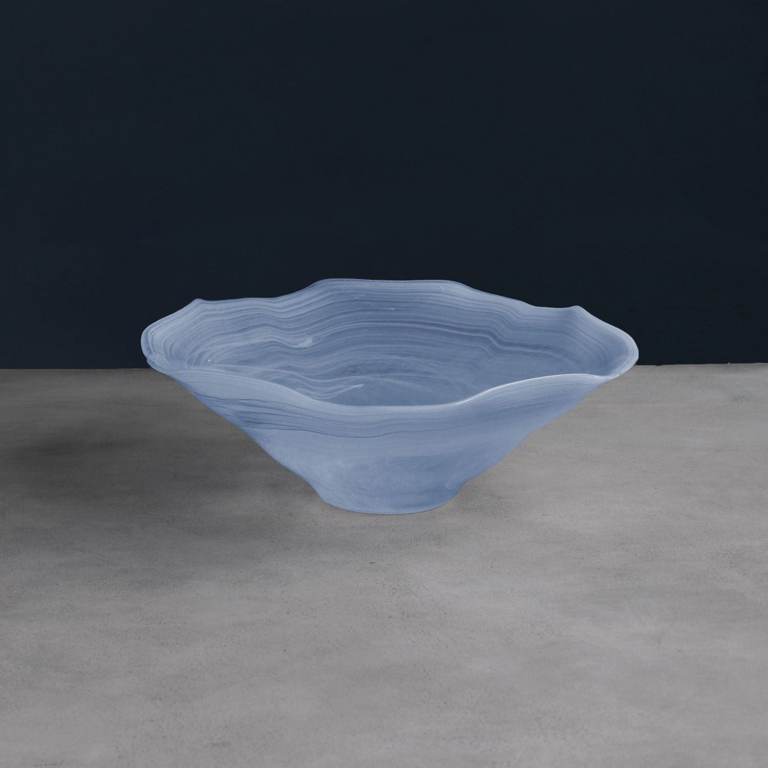 2378 FINAL SALE - GLASS Alabaster Wave Large Bowl (Clear and Blue) - Image 1