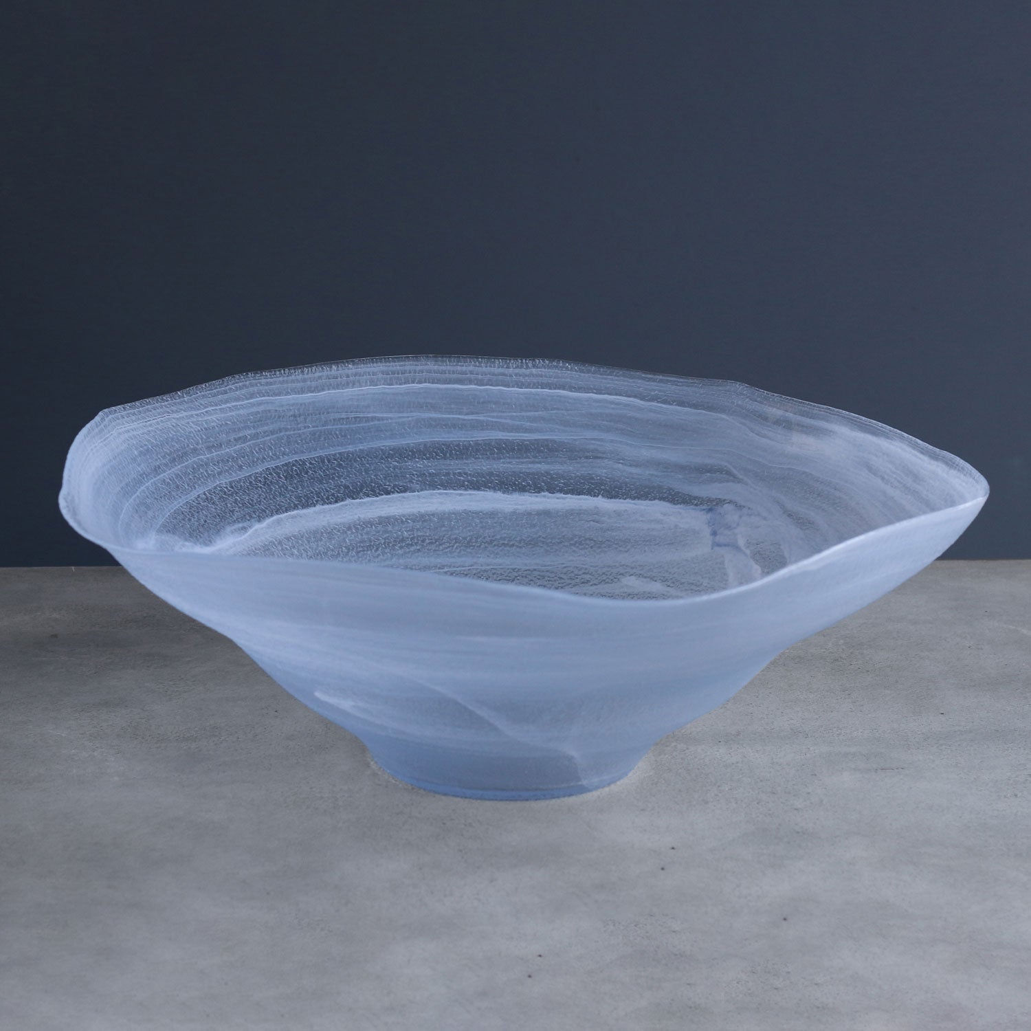 2379 FINAL SALE - GLASS Alabaster Wave Extra Large Bowl (Clear and Blue) - Image 1