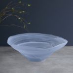 FINAL SALE - GLASS Alabaster Wave Extra Large Bowl (Clear and Blue) - Image 3