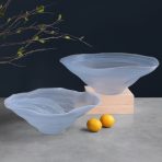 FINAL SALE - GLASS Alabaster Wave Extra Large Bowl (Clear and Blue) - Image 4