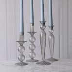 FINAL SALE - GLASS Cambridge Vienna Large Candlestick Holder Set of 2 (Light Gray) - Image 4