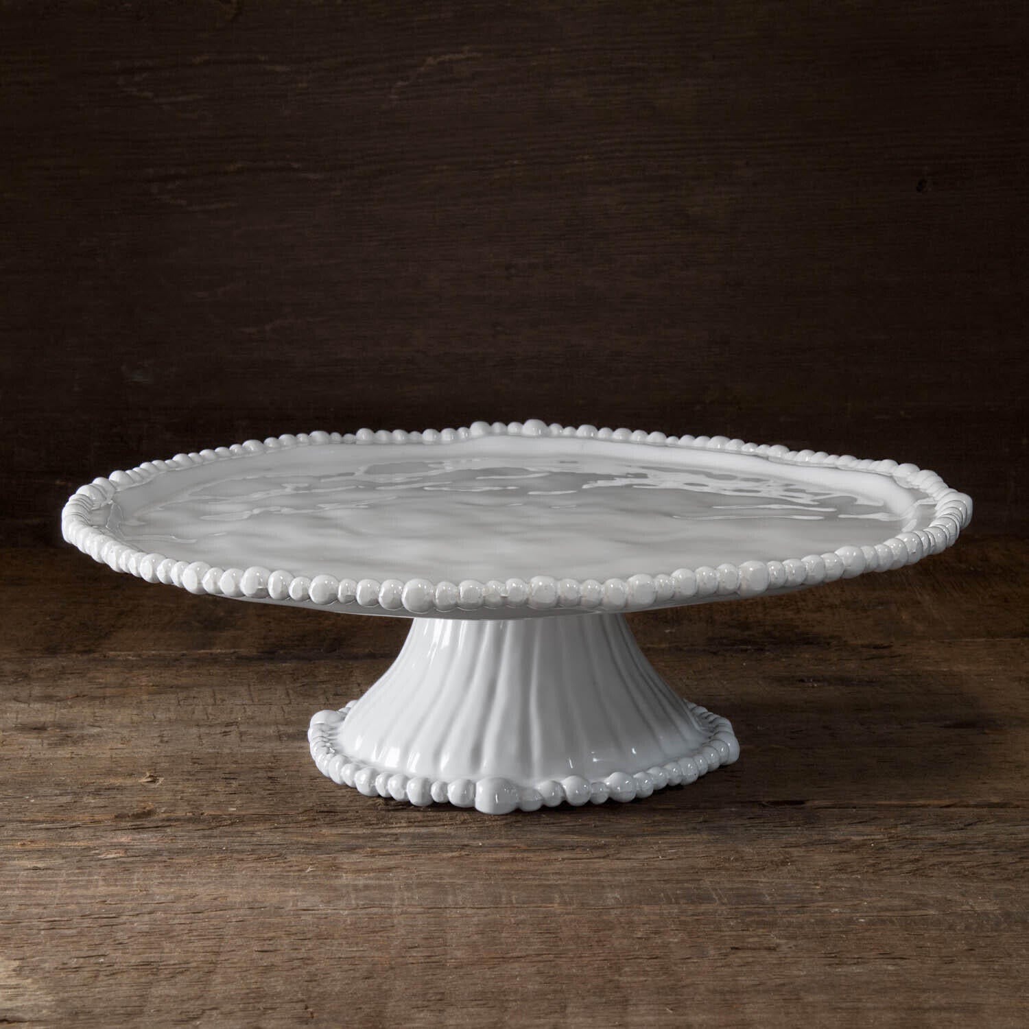 2423 VIDA Alegria Pedestal Cake Plate White - Image 1