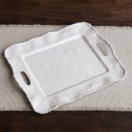 VIDA Alegria Rectangular Tray with Handles White - Image 3