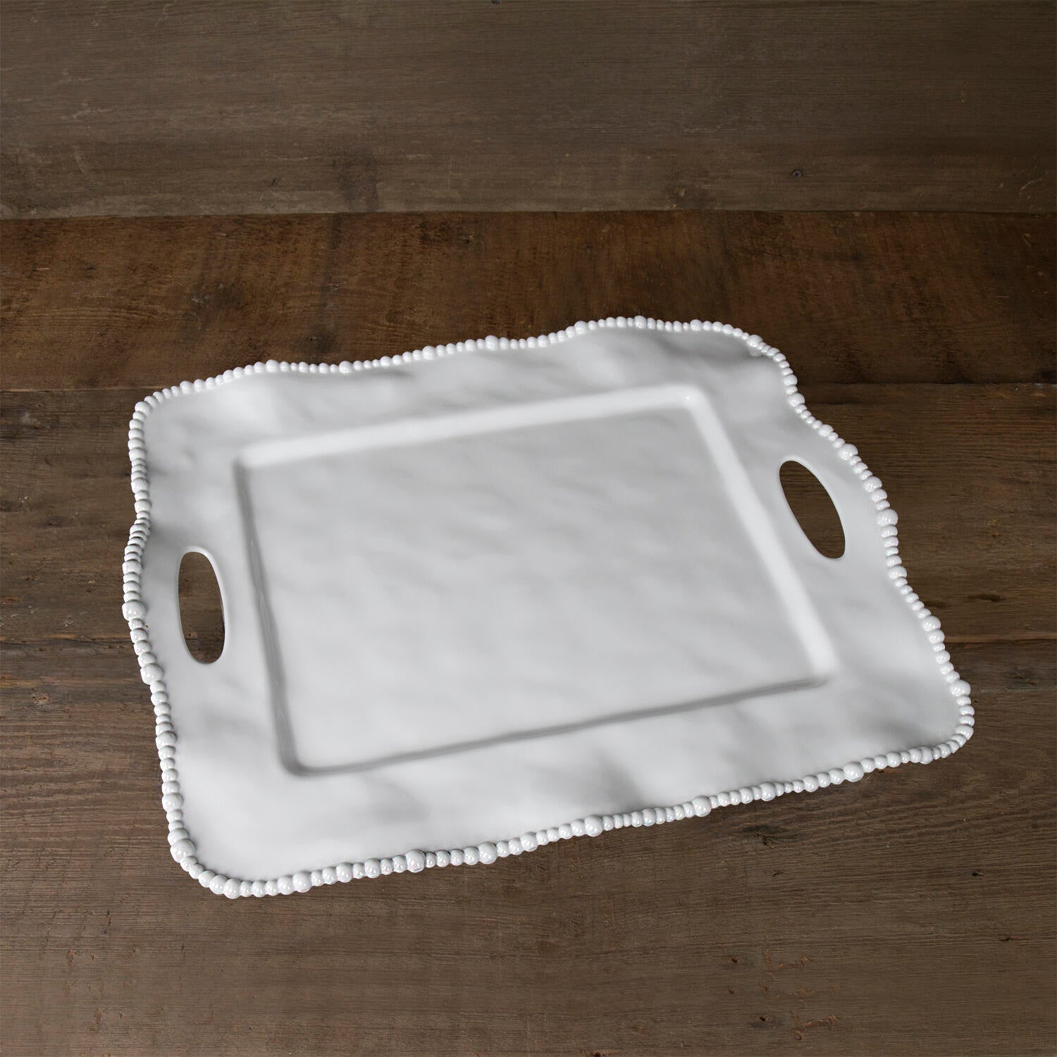 2424 VIDA Alegria Rectangular Tray with Handles White - Image 1