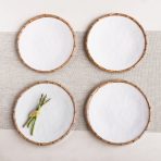 VIDA Bamboo 11" Dinner Plate Set of 4 (White and Natural) - Image 5