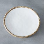 VIDA Bamboo 11" Dinner Plate Set of 4 (White and Natural)