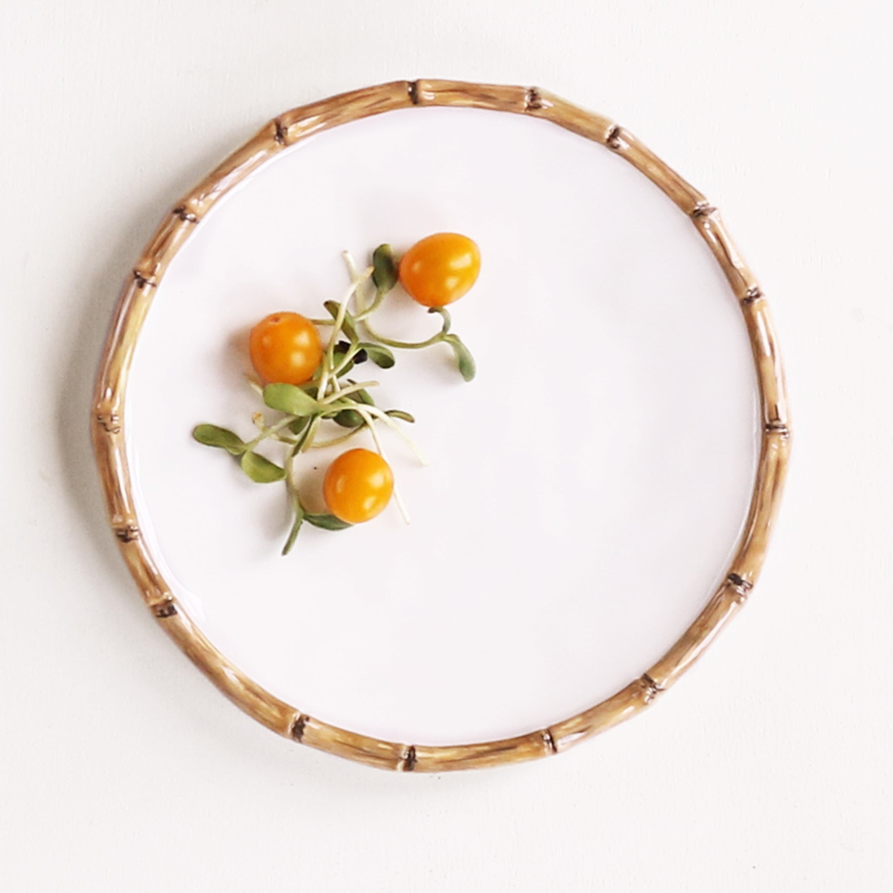 2559-Birds-Eye-4 VIDA Bamboo 9" Salad Plate Set of 4 (White and Natural) - Image 1