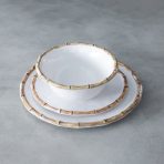 VIDA Bamboo 9" Salad Plate Set of 4 (White and Natural) - Image 14