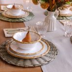 VIDA Bamboo 9" Salad Plate Set of 4 (White and Natural) - Image 3