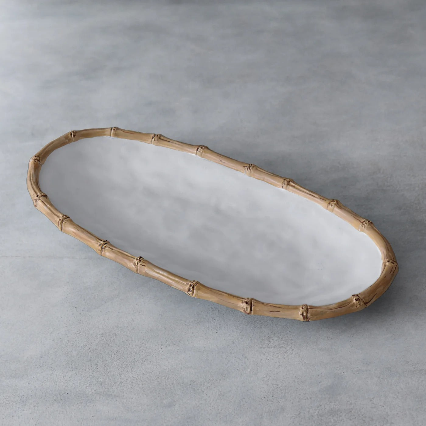 2578_lg VIDA Bamboo Medium Oval Platter (White and Natural) - Image 1