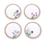 FINAL SALE - VIDA Bamboo Floral Salad Plates Set of 4 (White and Multi) - Image 3