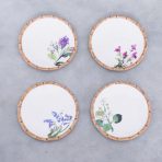 FINAL SALE - VIDA Bamboo Floral Salad Plates Set of 4 (White and Multi)