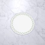 VIDA Round Embroidered Quatrefoil 15.5" Round Placemats Set of 4 (Green)