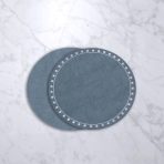 VIDA Round Embroidered Dots 15.5" Round Placemats Set of 4 (Blue and White)