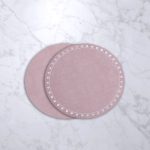 VIDA Round Embroidered Dots 15.5" Round Placemats Set of 4 (Pink and White)