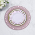VIDA Round Embroidered Dots 15.5" Round Placemats Set of 4 (Pink and White) - Image 3