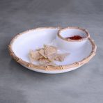VIDA Bamboo Large Chip & Dip Bowl (White and Natural) - Image 2