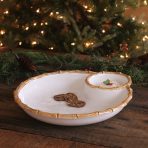 VIDA Bamboo Large Chip & Dip Bowl (White and Natural) - Image 3