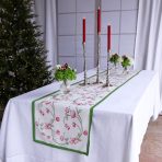 FINAL SALE - LINEN Norelle Runner 108 x 18 (Green and Red Floral) - Image 3