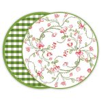 FINAL SALE - VIDA Norelle Reversible 15.5" Round Placemats Set of 4 (Green Gingham)