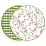 FINAL SALE - VIDA Norelle Reversible 15.5" Round Placemats Set of 4 (Green Gingham)
