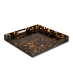 VIDA Acrylic Tortoise Large Square Tray With Handles