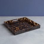VIDA Acrylic Tortoise Large Square Tray With Handles - Image 2