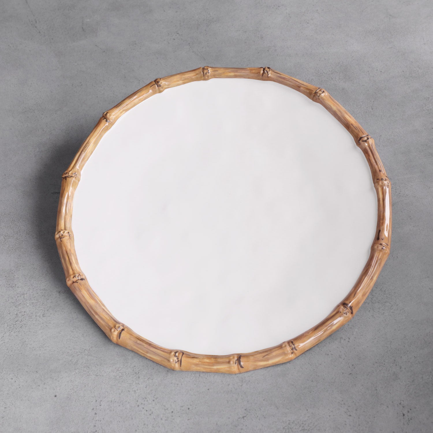2706 VIDA Bamboo 13" Charger Set of 4 (White and Natural) - Image 1