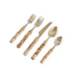 VIDA Bamboo Flatware Set of 5 (Gold and Natural) - Image 2